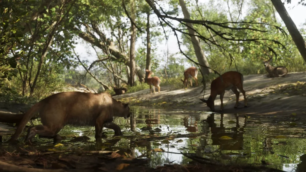 Wildlife beside a forest pool in Mount Kalaga National Park in an official GTA VI screenshot