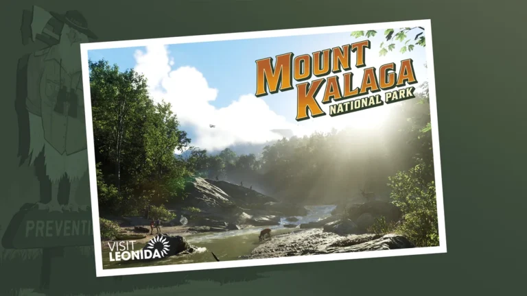 Official Mount Kalaga National Park postcard artwork from Grand Theft Auto VI by Rockstar Games.