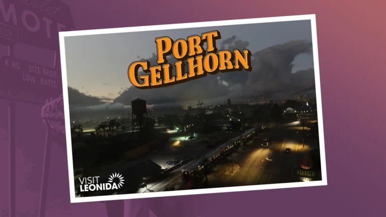 Official Port Gellhorn postcard artwork from Grand Theft Auto VI by Rockstar Games.